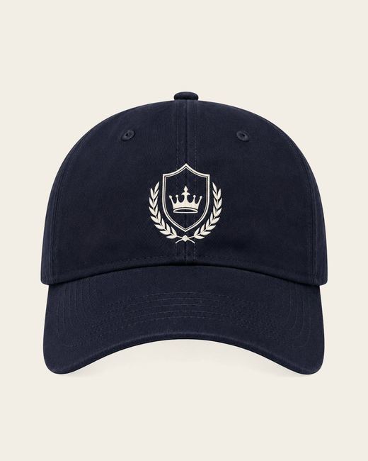 The navy cap with embroidered crest