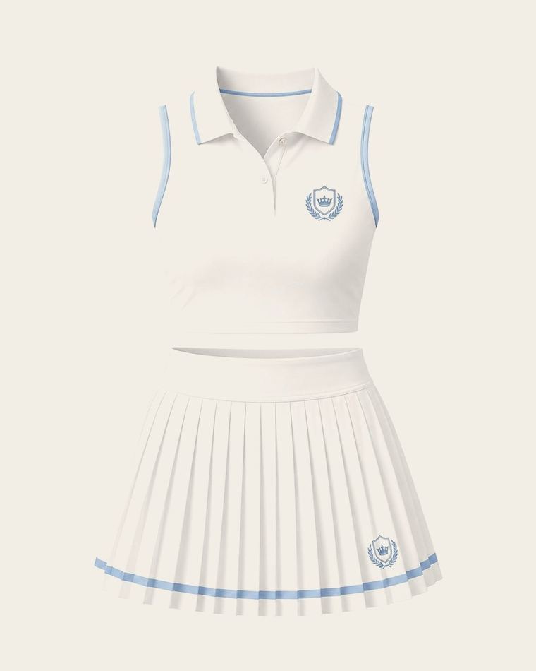 The Court Muse Set: sleeveless polo and pleated skirt