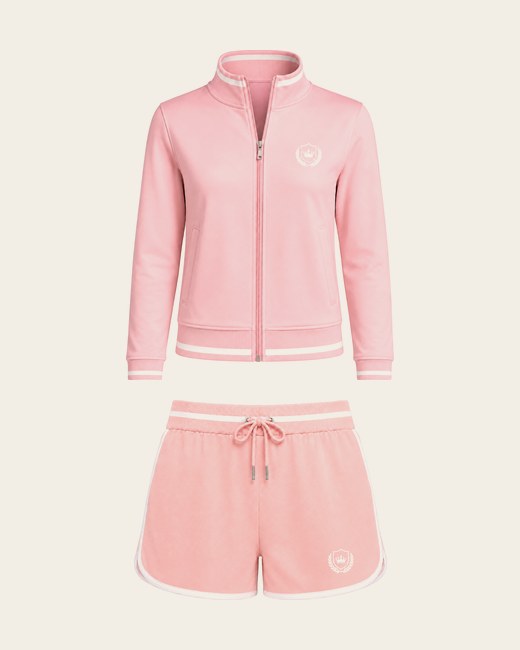 The Court Set in pink: zip jacket and shorts