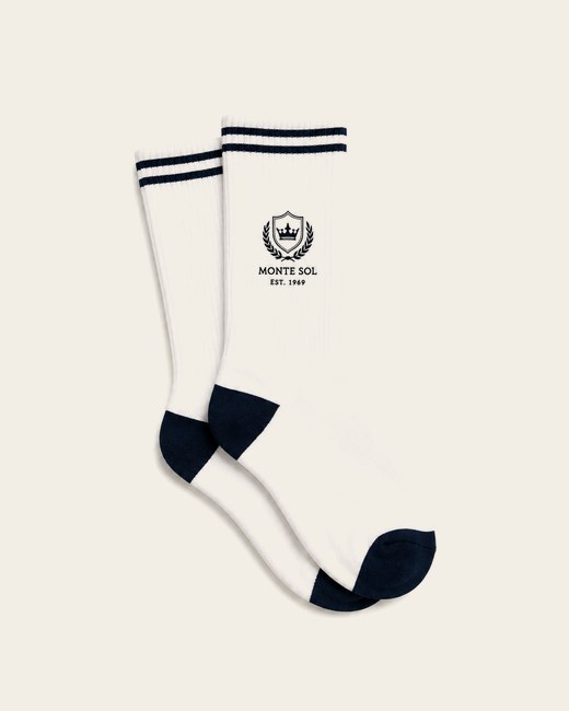 The Court Socks in white with navy stripes
